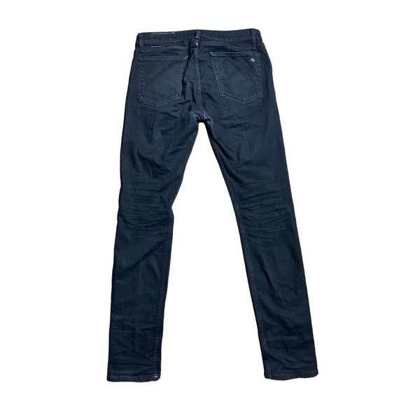 Rag & Bone Jeans Men's Size 30x33 Fit 2 Slim Leg Straight Button Fly Black Denim - Picture 3 of 11